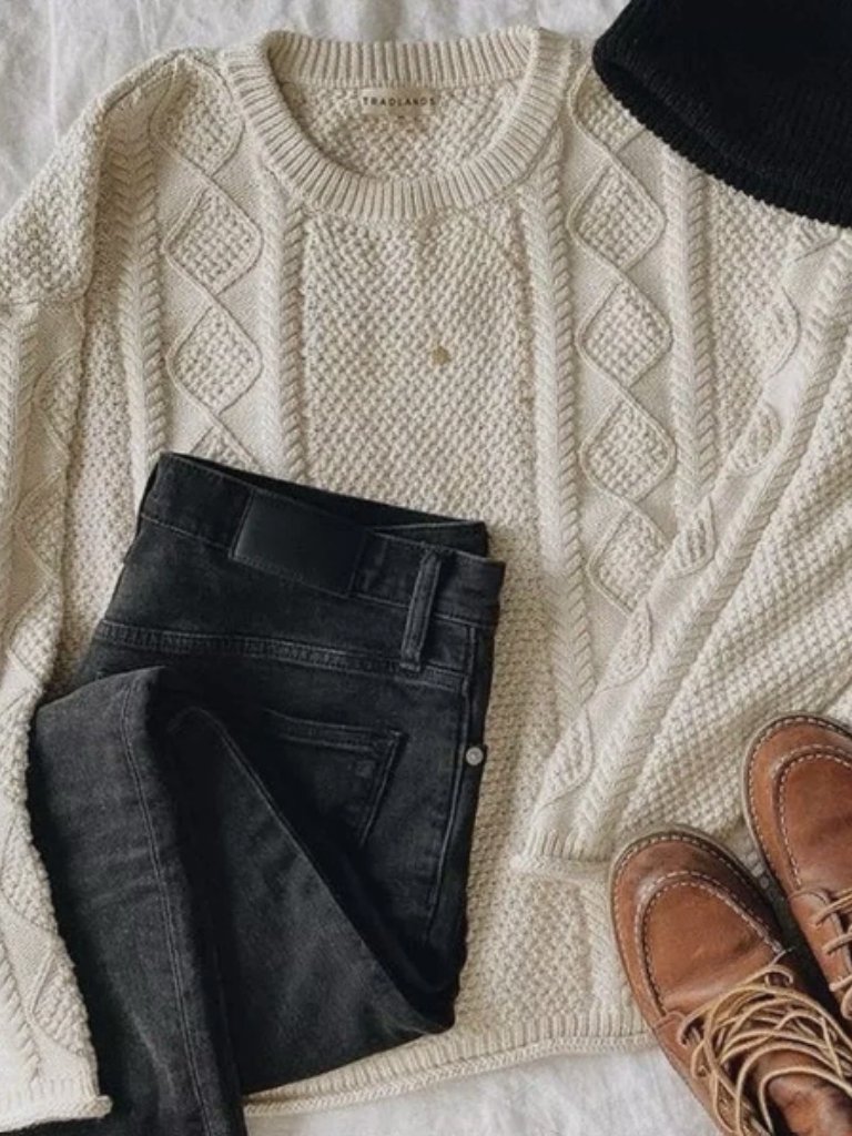 Tradlands Modern Fisher Sweater In Shell (Creme) Size L — image 3 of 6